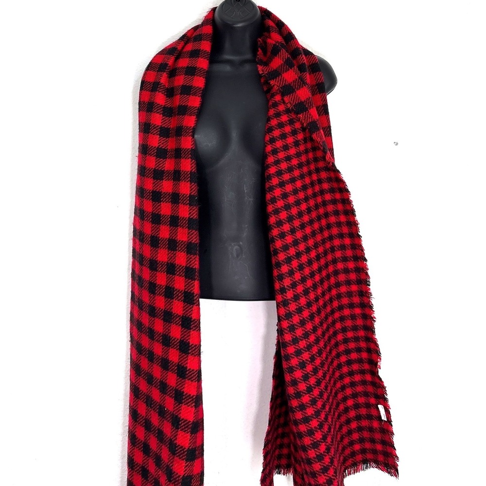 Red Black Buffalo Plaid Reversible Scarf Gingham Wrap Rock Grunge Punk Academia‎